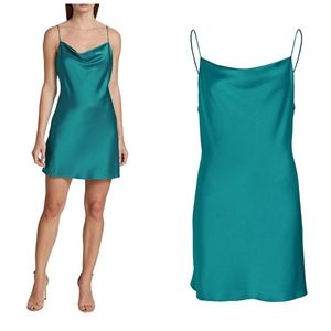 Alice + Olivia Harmony Draped Satin Slip Minidress